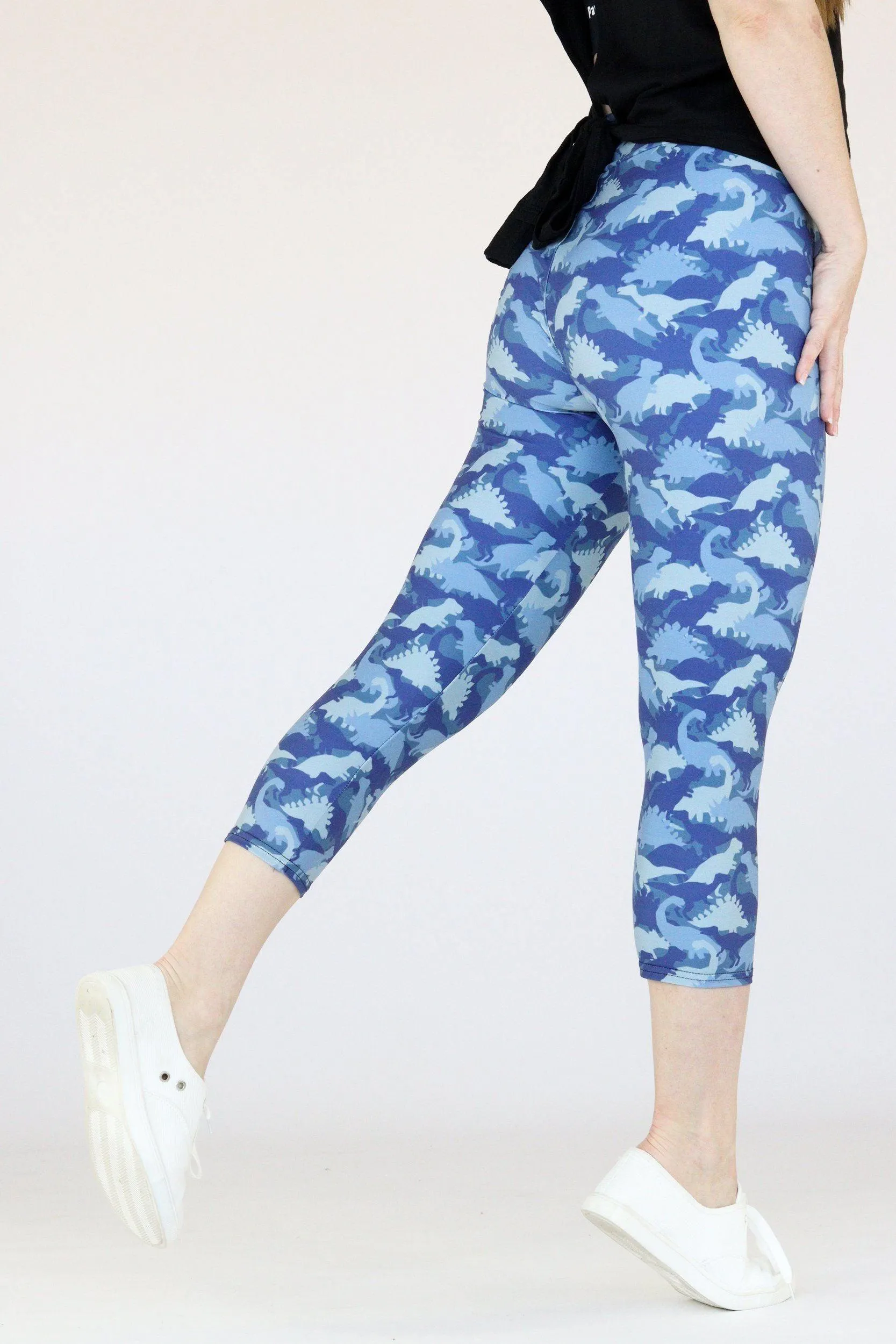 Dinosaur Camo - Casual Capri Leggings