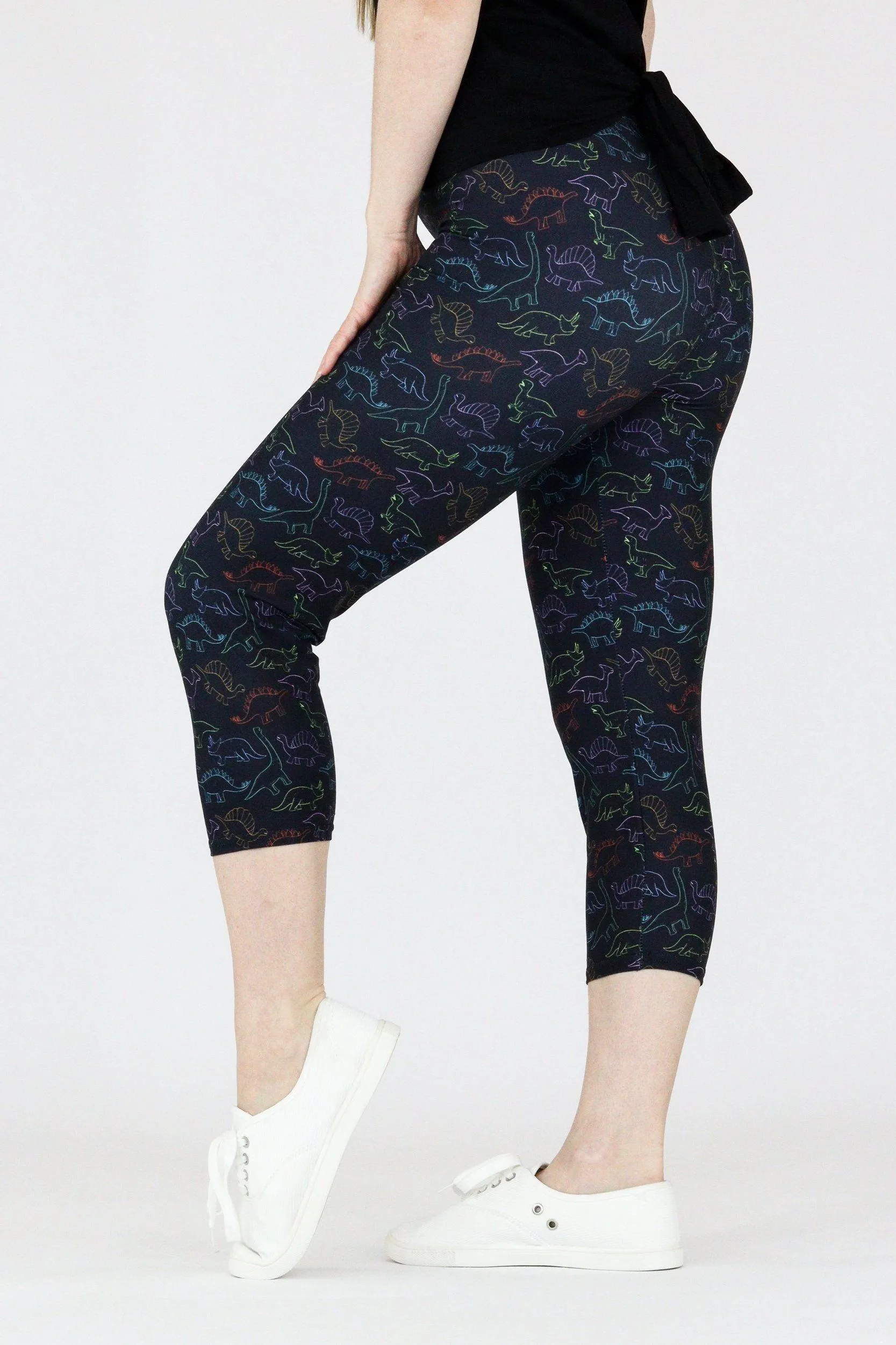 Dinosaur Doodle - Casual Capri Leggings