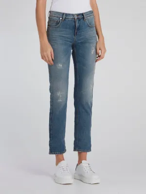 Distressed Tunnel Capri Jeans