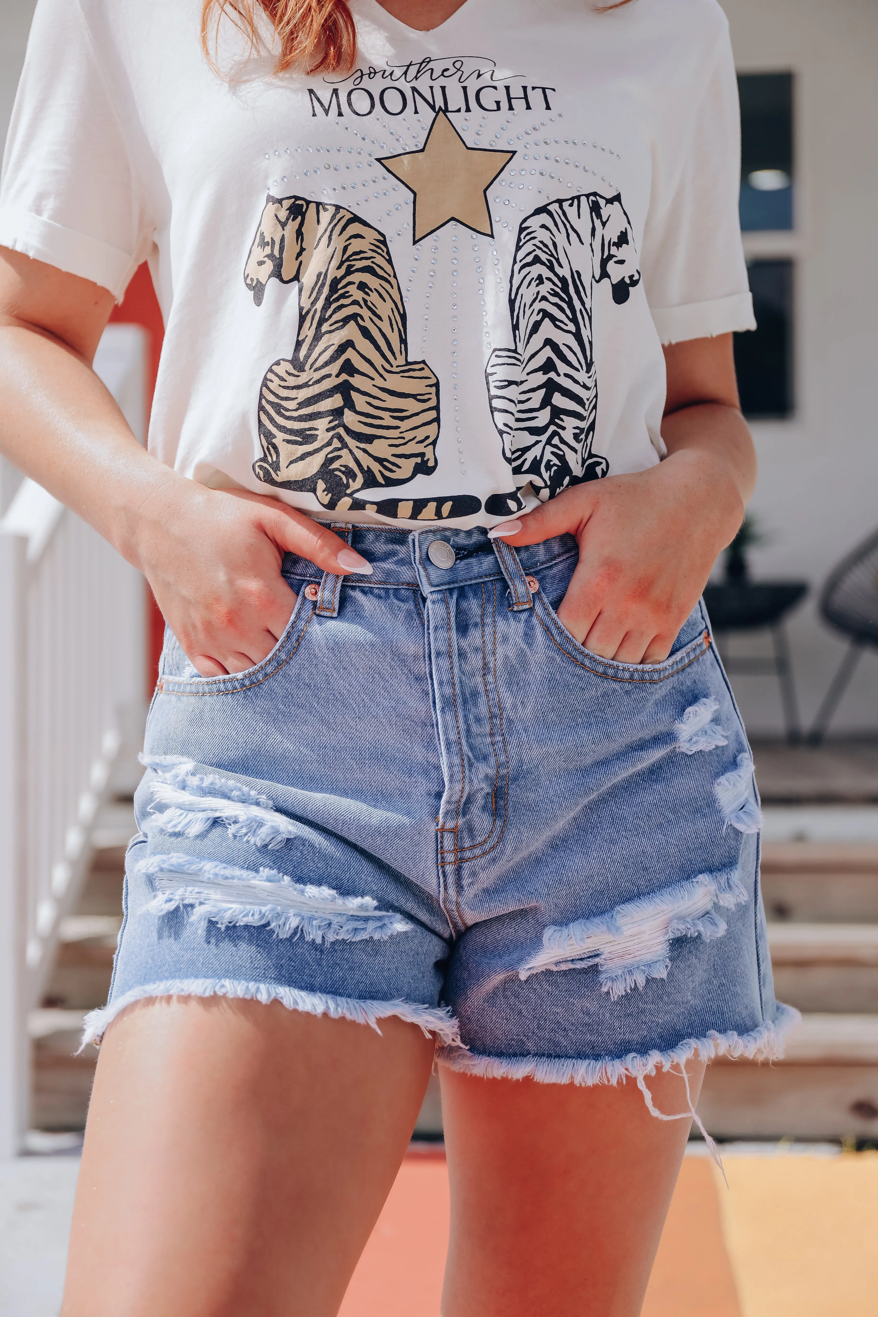 Dorado Distressed Denim Shorts- Medium Wash