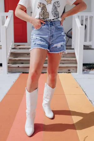Dorado Distressed Denim Shorts- Medium Wash
