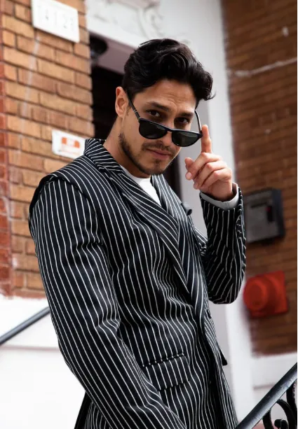 Double Breasted Pencil Striped Blazer