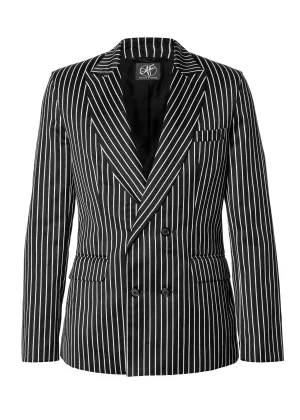 Double Breasted Pencil Striped Blazer