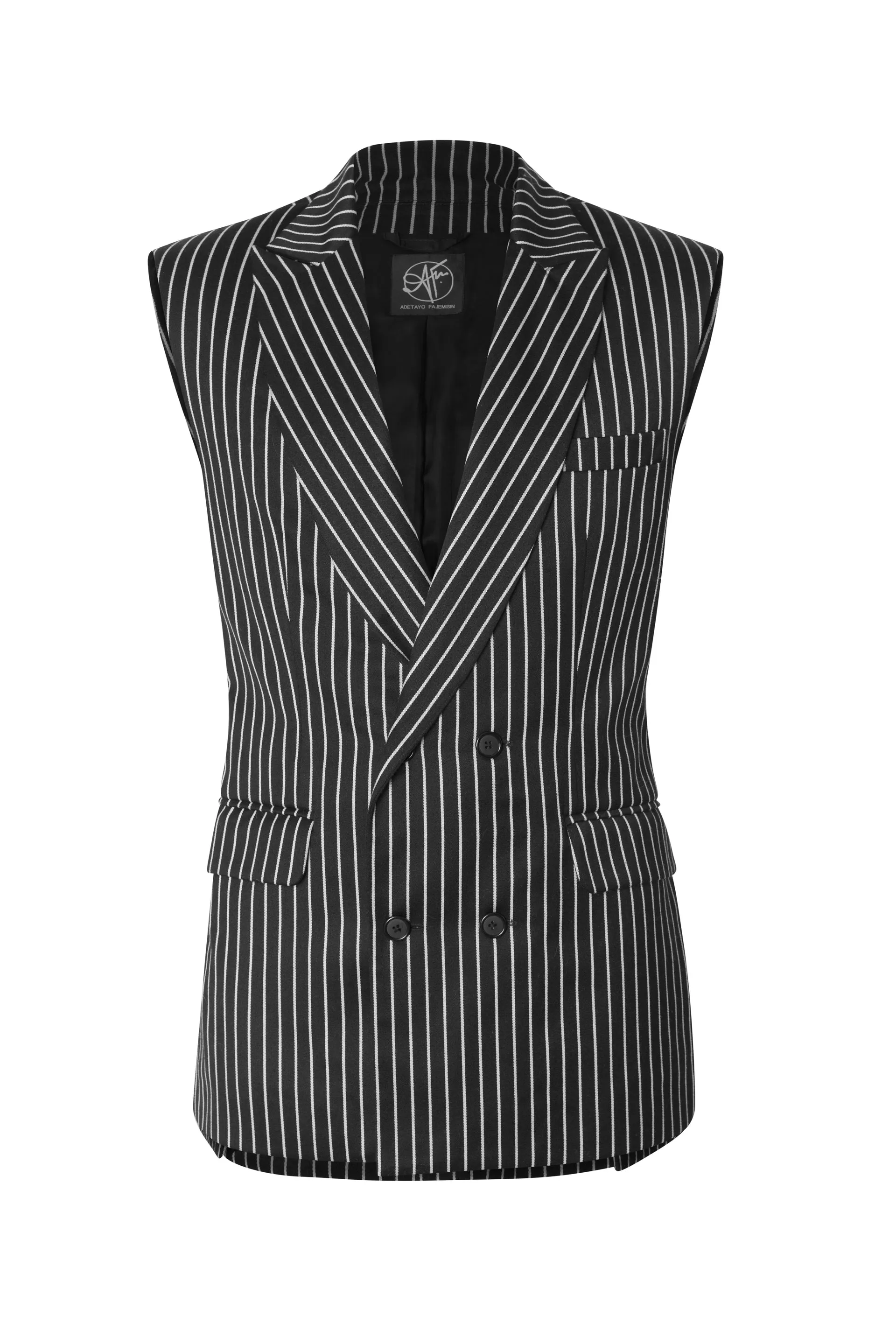 Double Breasted Pencil Striped Blazer
