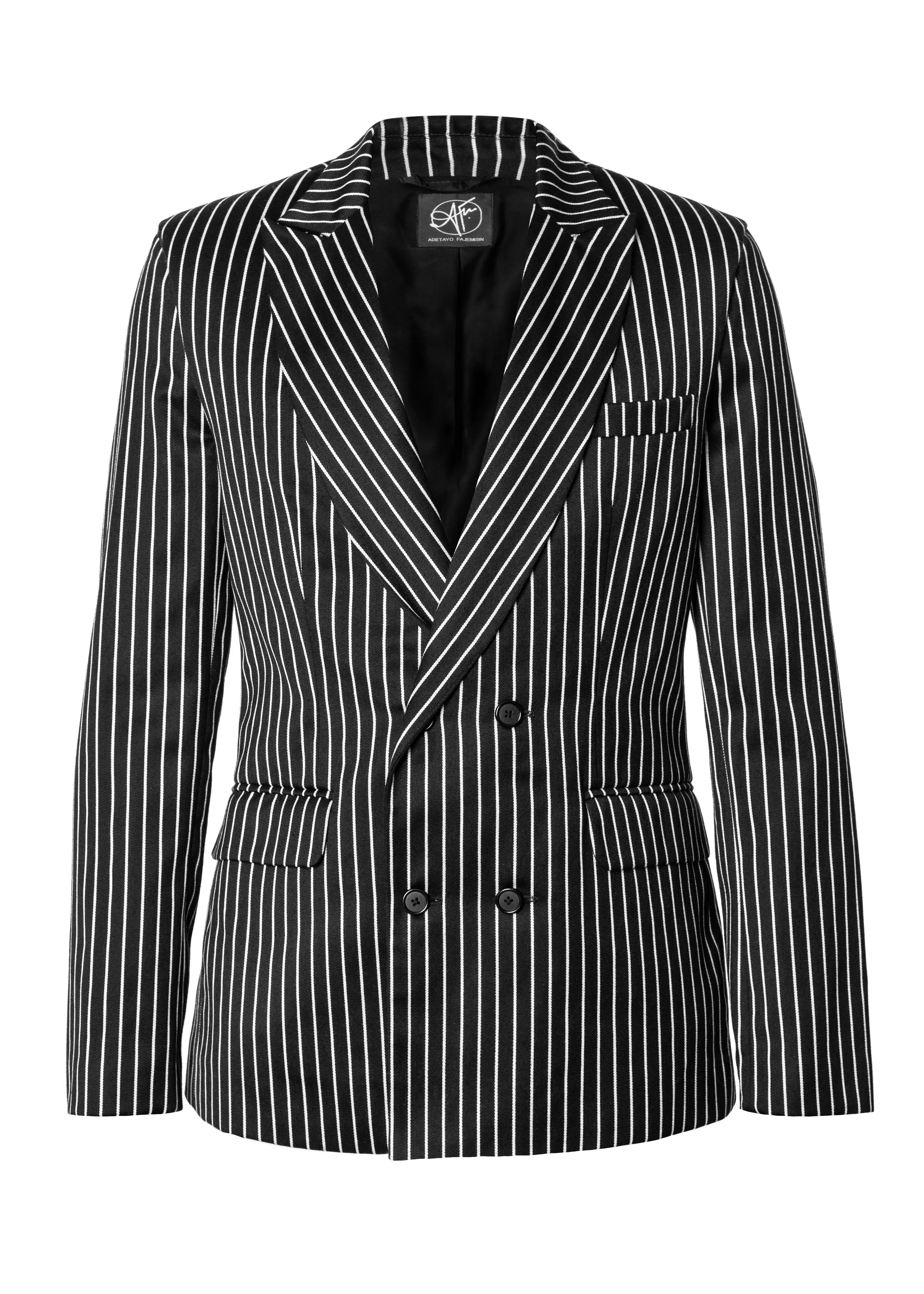 Double Breasted Pencil Striped Blazer