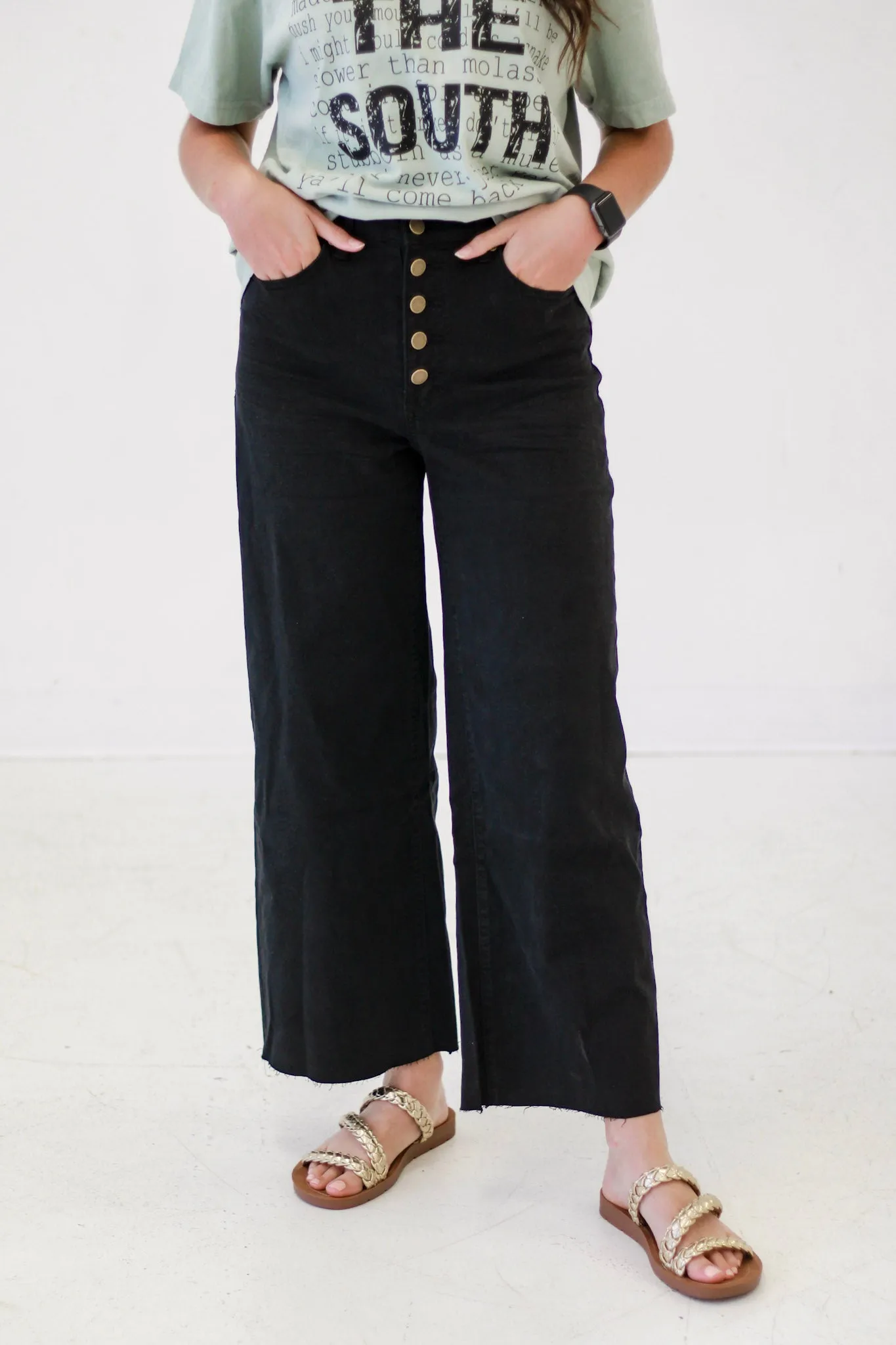 Downtown Vibes Wide Leg Pants in Black