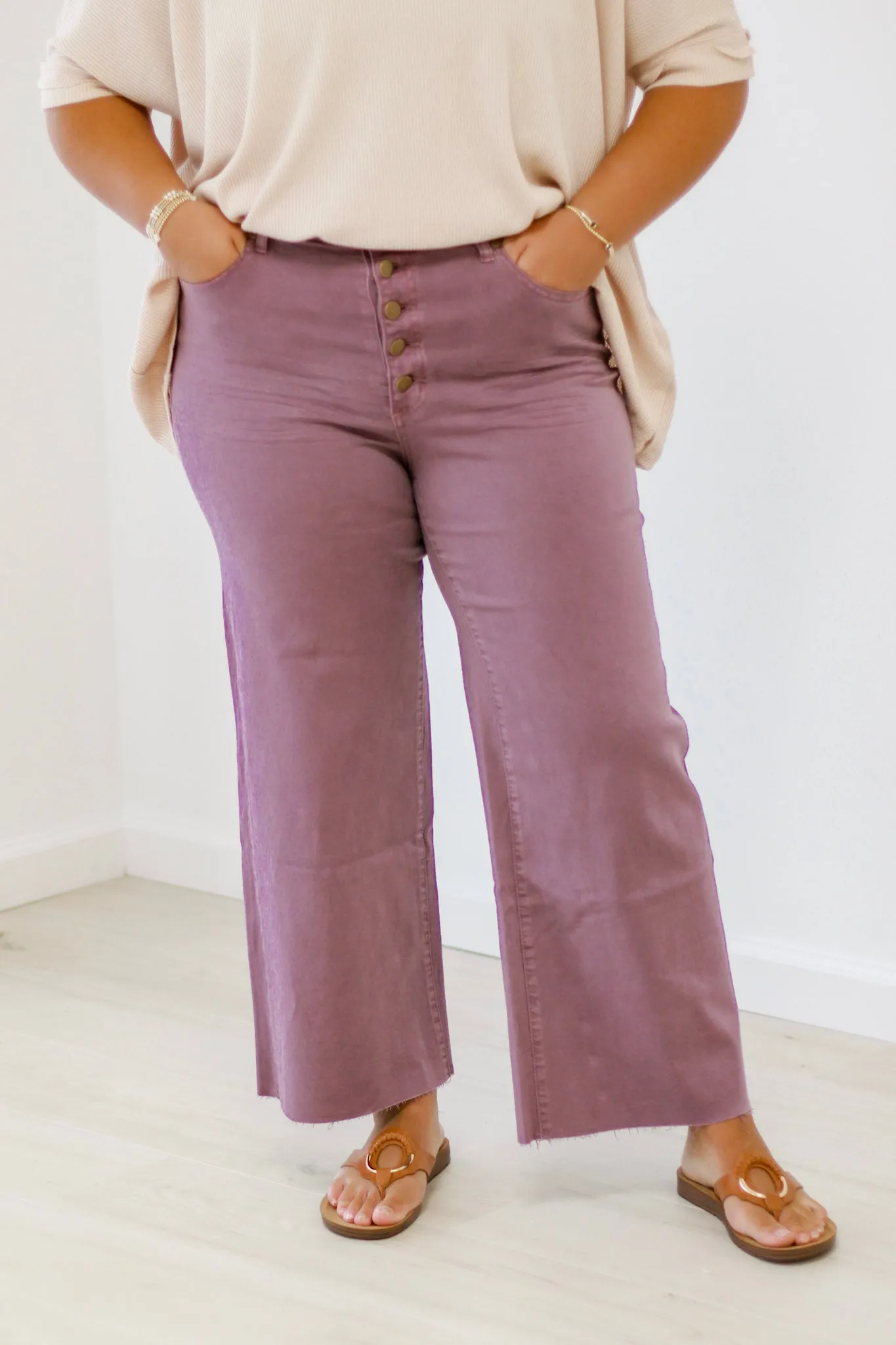 Downtown Vibes Wide Leg Pants in Dusty Taro