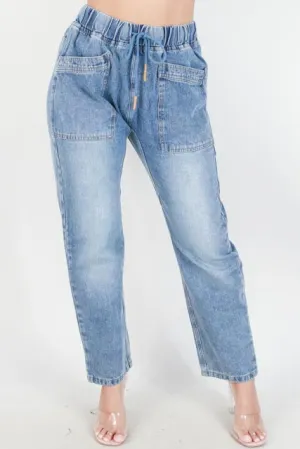 DRAWSTRING DENIM PANTS