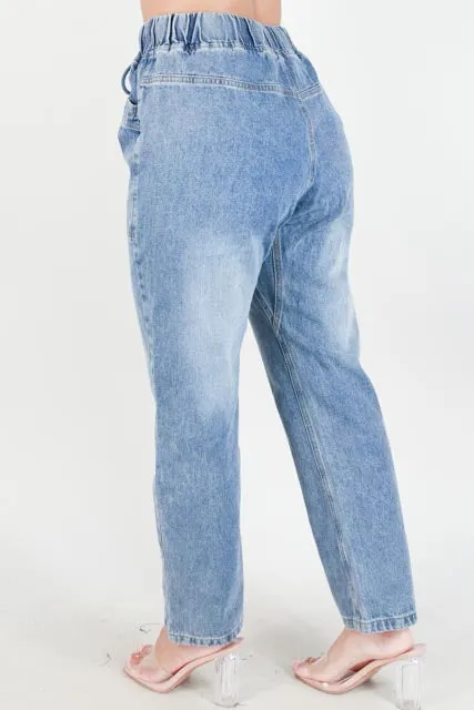DRAWSTRING DENIM PANTS