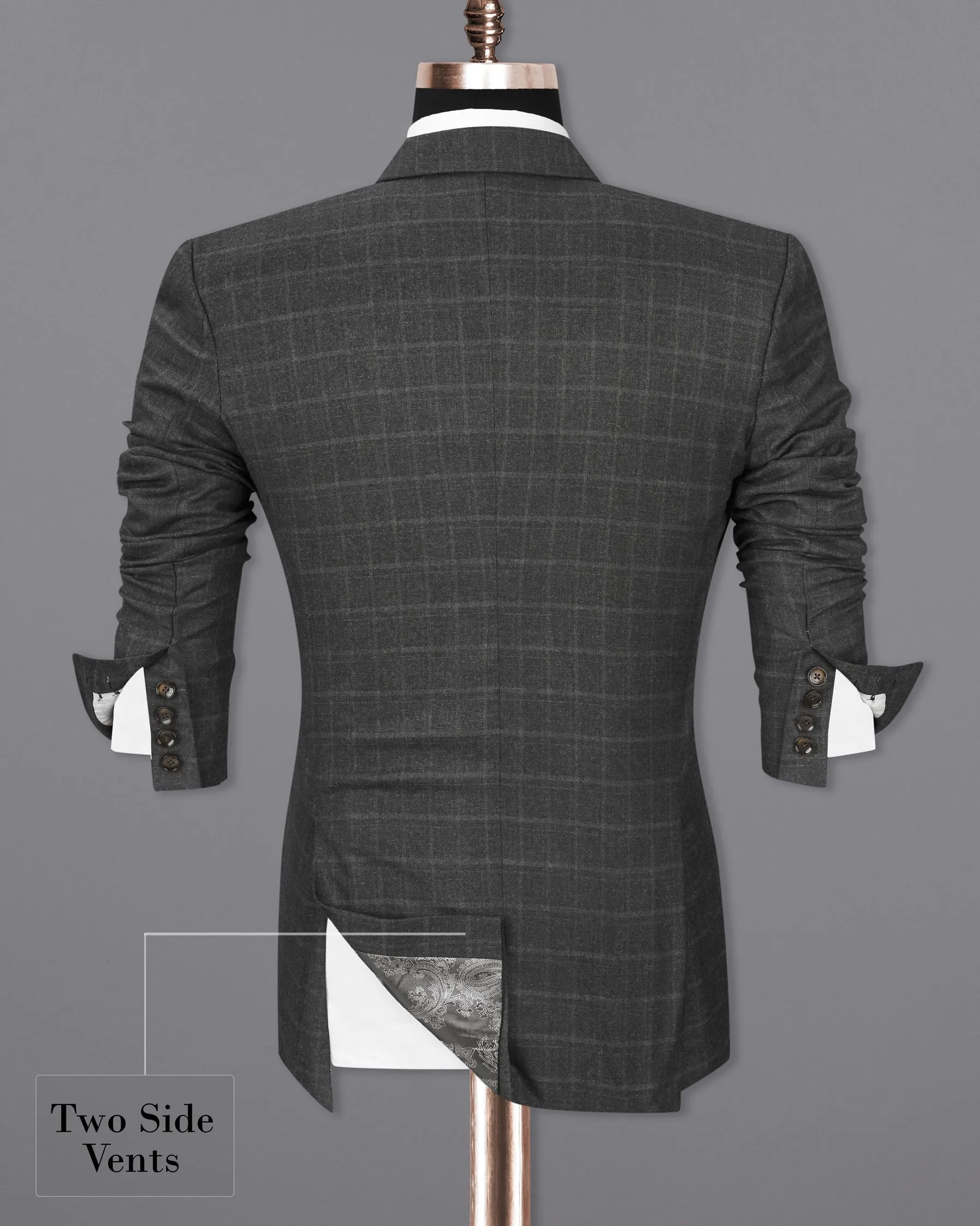 Dune Gray windowpane Double Breasted Blazer