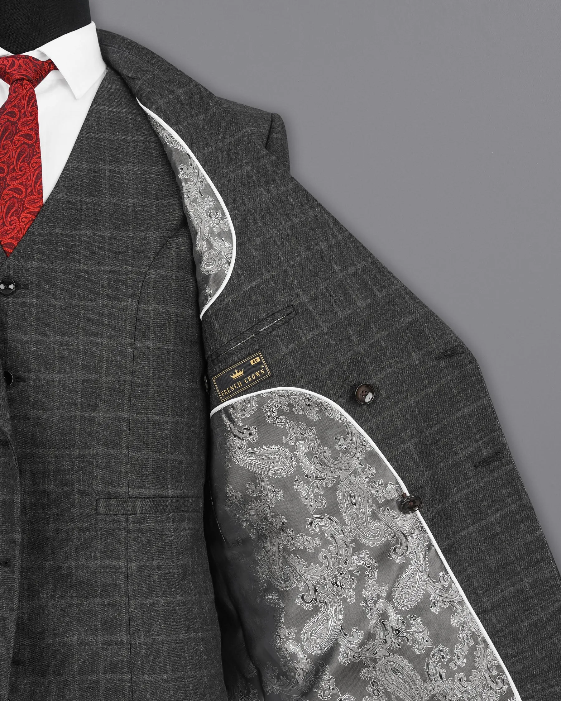 Dune Gray windowpane Double Breasted Blazer
