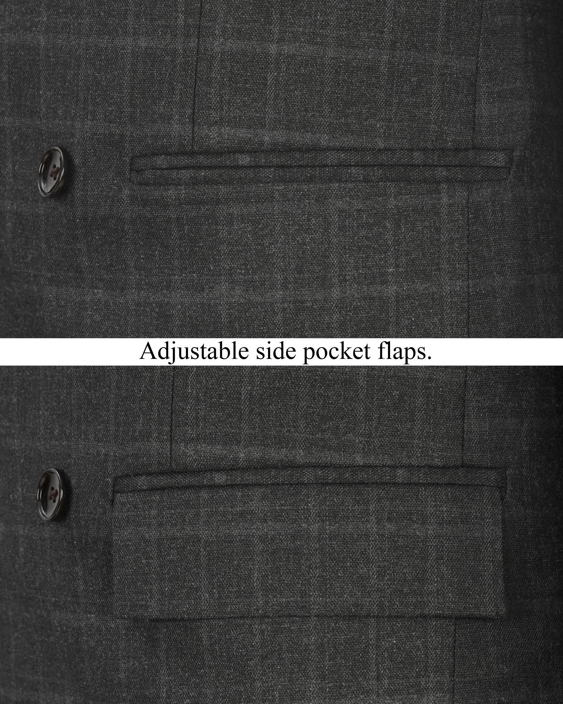 Dune Gray windowpane Double Breasted Blazer