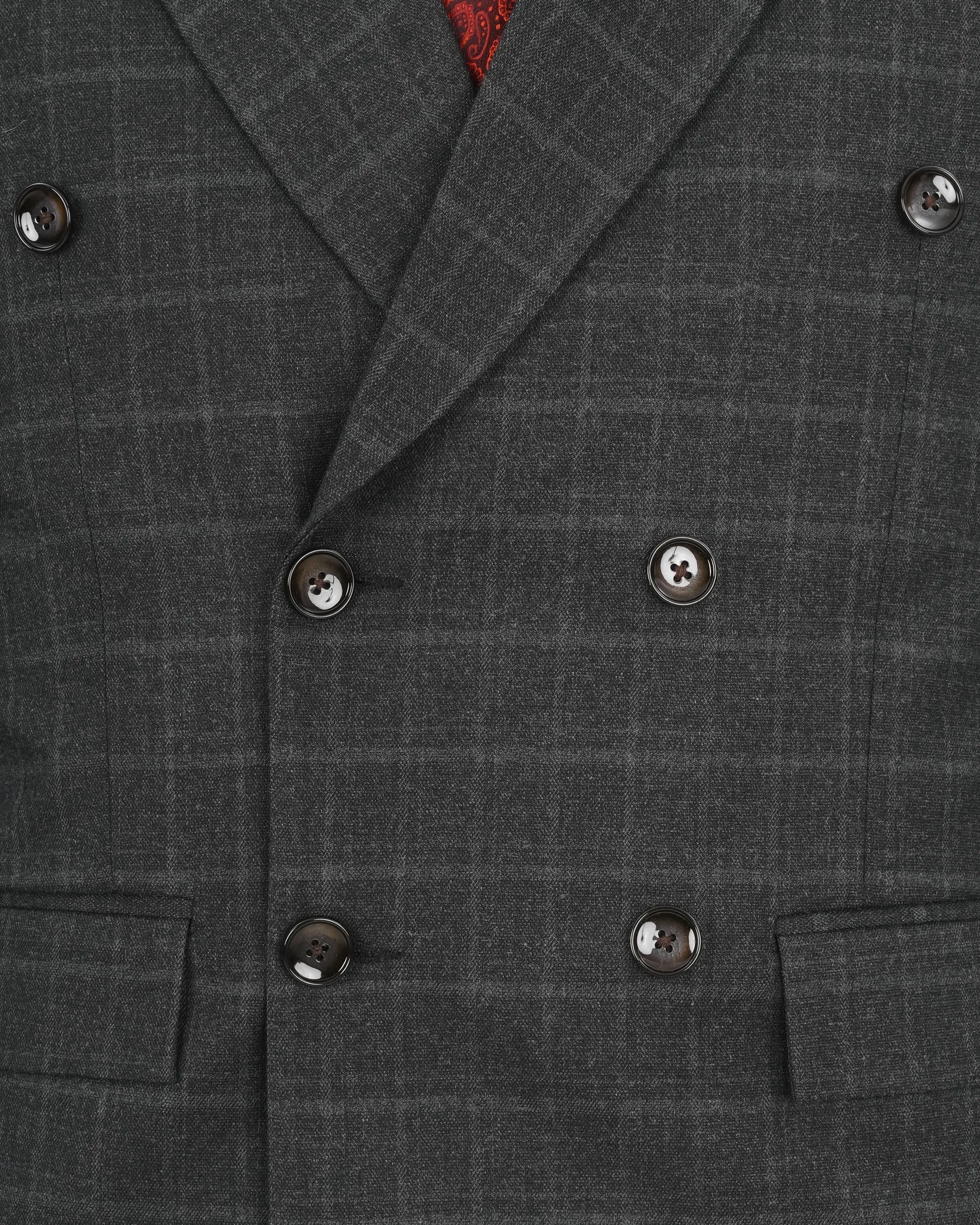 Dune Gray windowpane Double Breasted Blazer