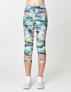 easyoga LESPIRO Loop In Cropped Tights - F90 Bright Ink Clouds