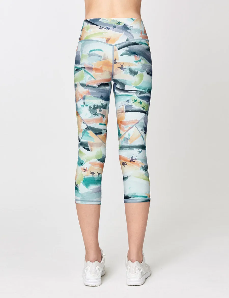 easyoga LESPIRO Loop In Cropped Tights - F90 Bright Ink Clouds