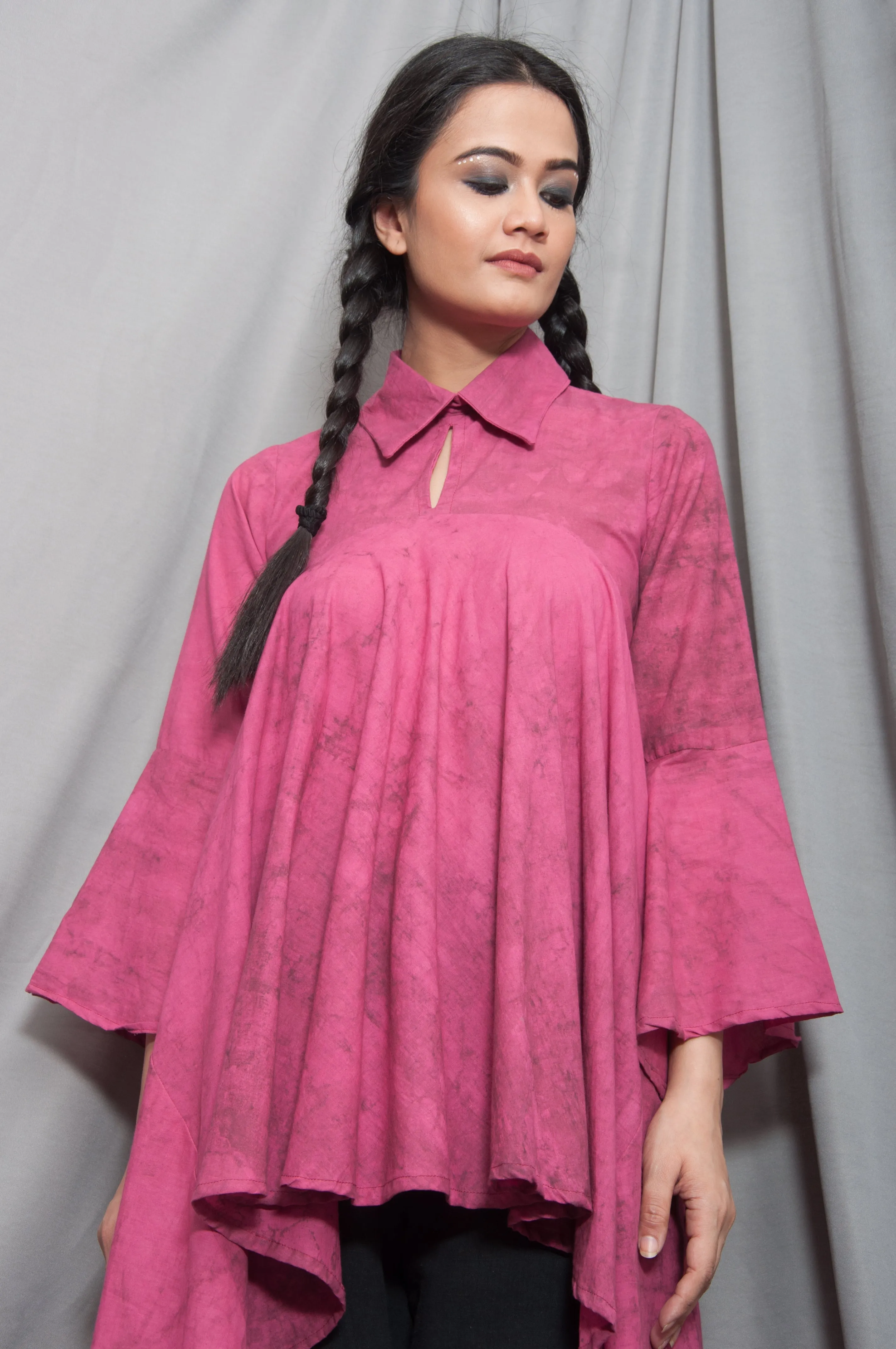 Echo - Pink Asymmetrical Frill Top