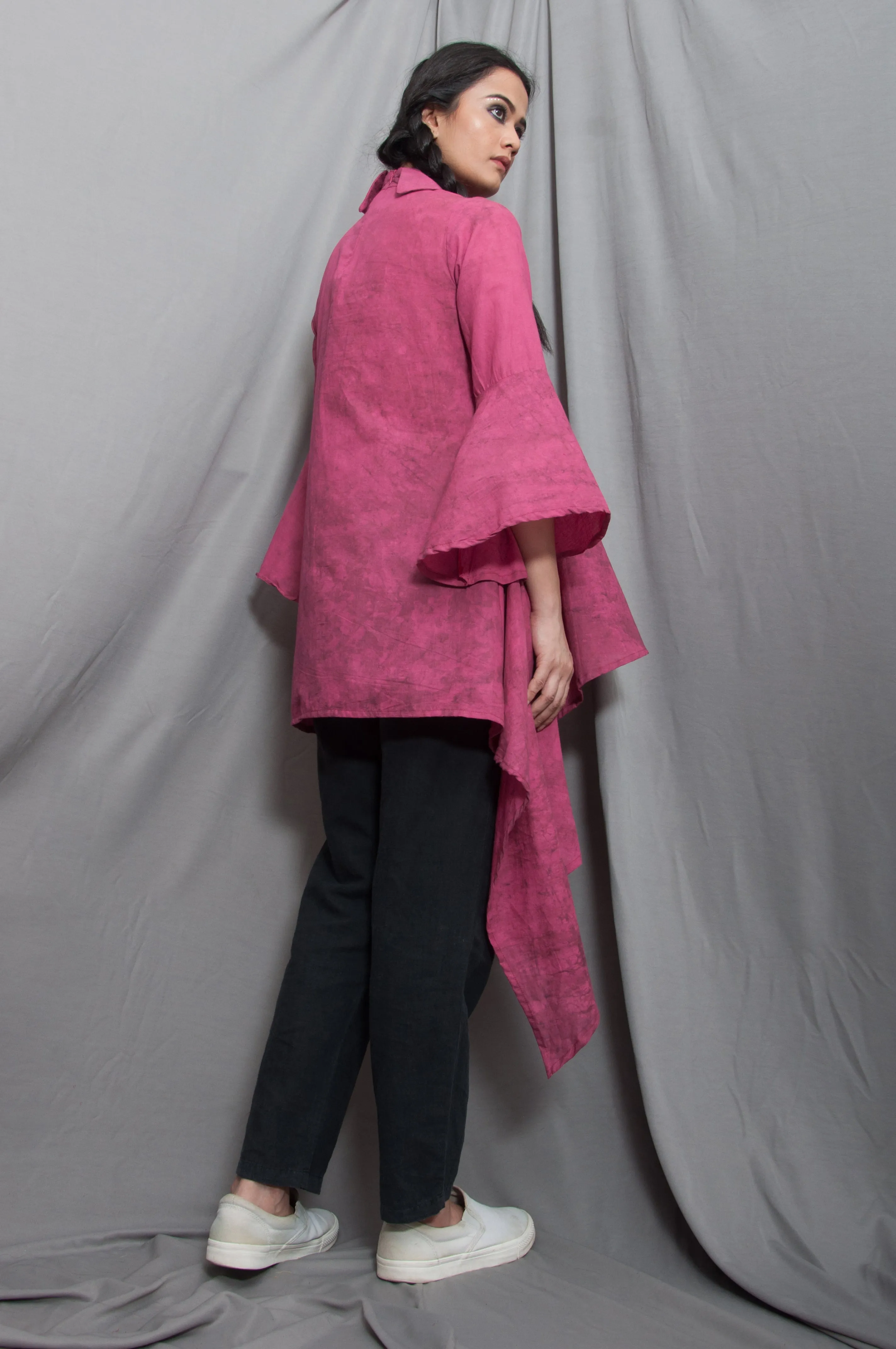 Echo - Pink Asymmetrical Frill Top