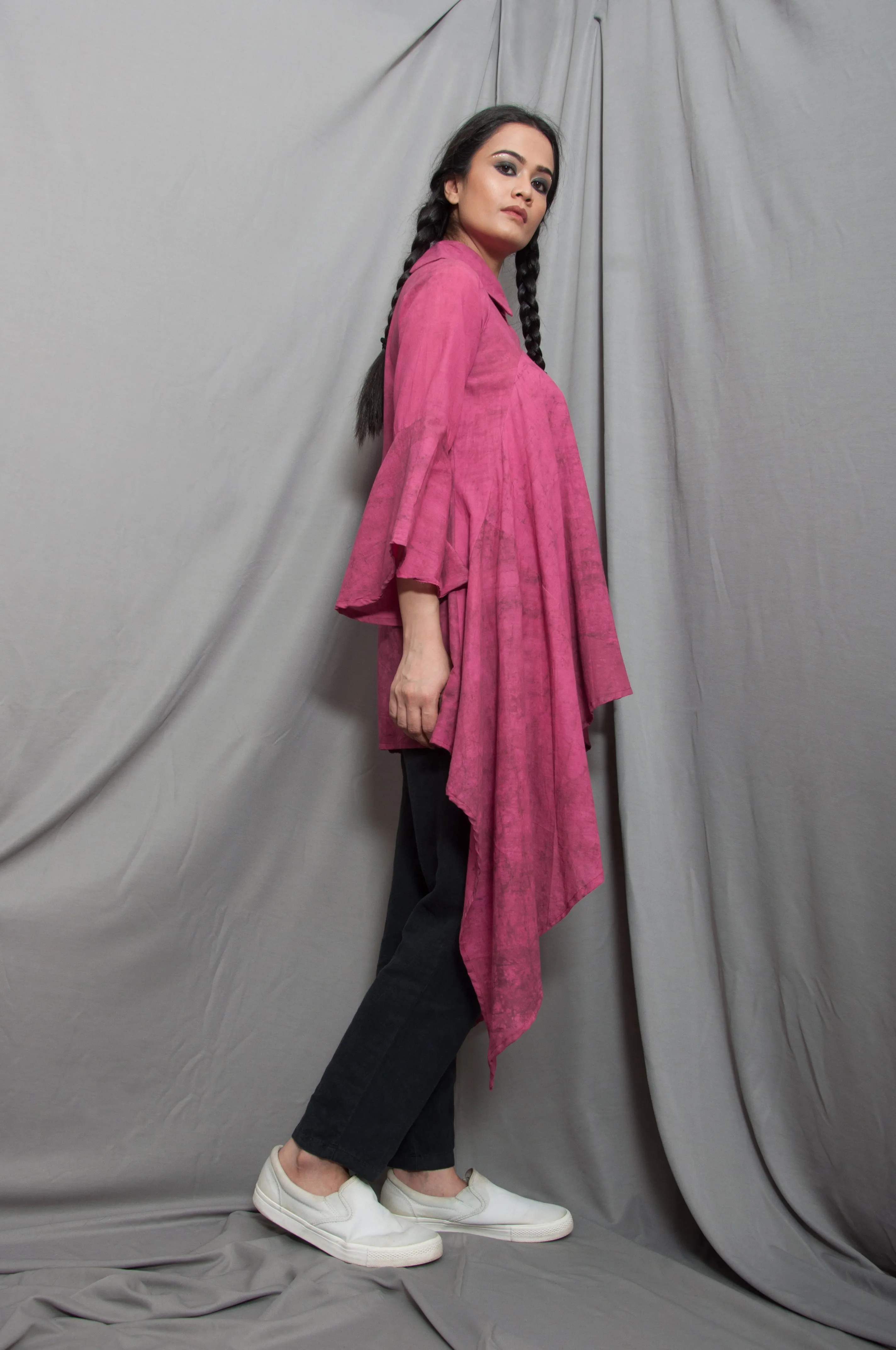 Echo - Pink Asymmetrical Frill Top