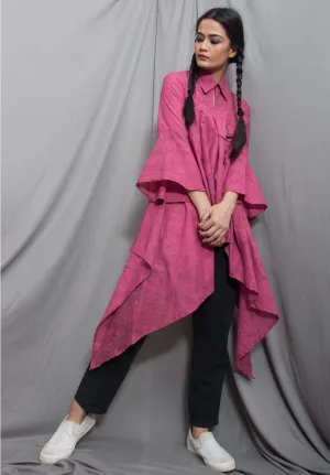 Echo - Pink Asymmetrical Frill Top