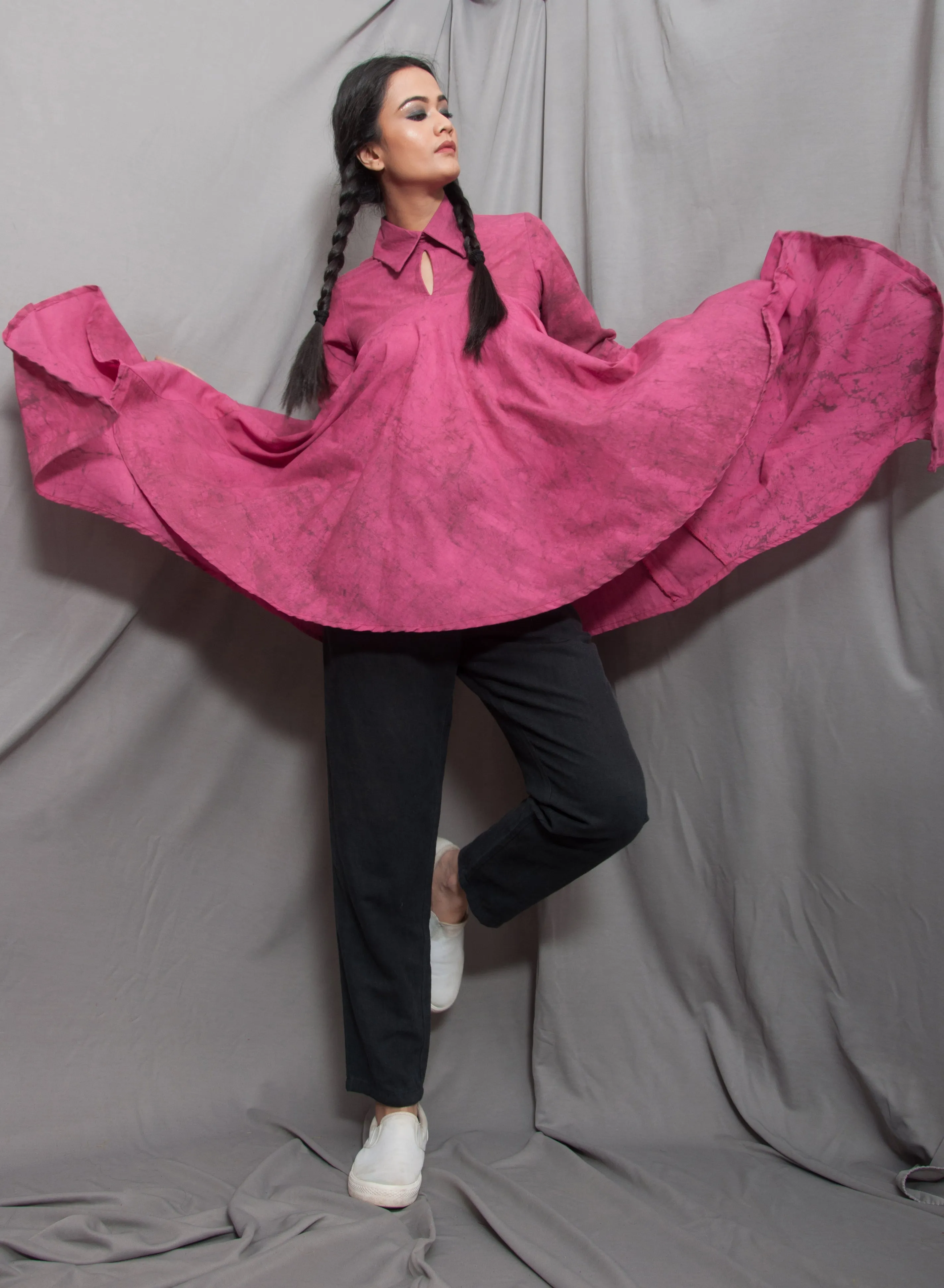 Echo - Pink Asymmetrical Frill Top