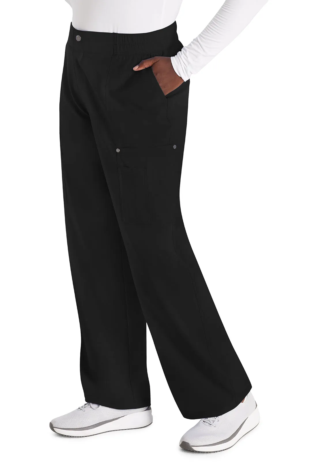 EDS NXT DK219 Mid Rise Zip Fly Wide Leg Cargo Pants Black