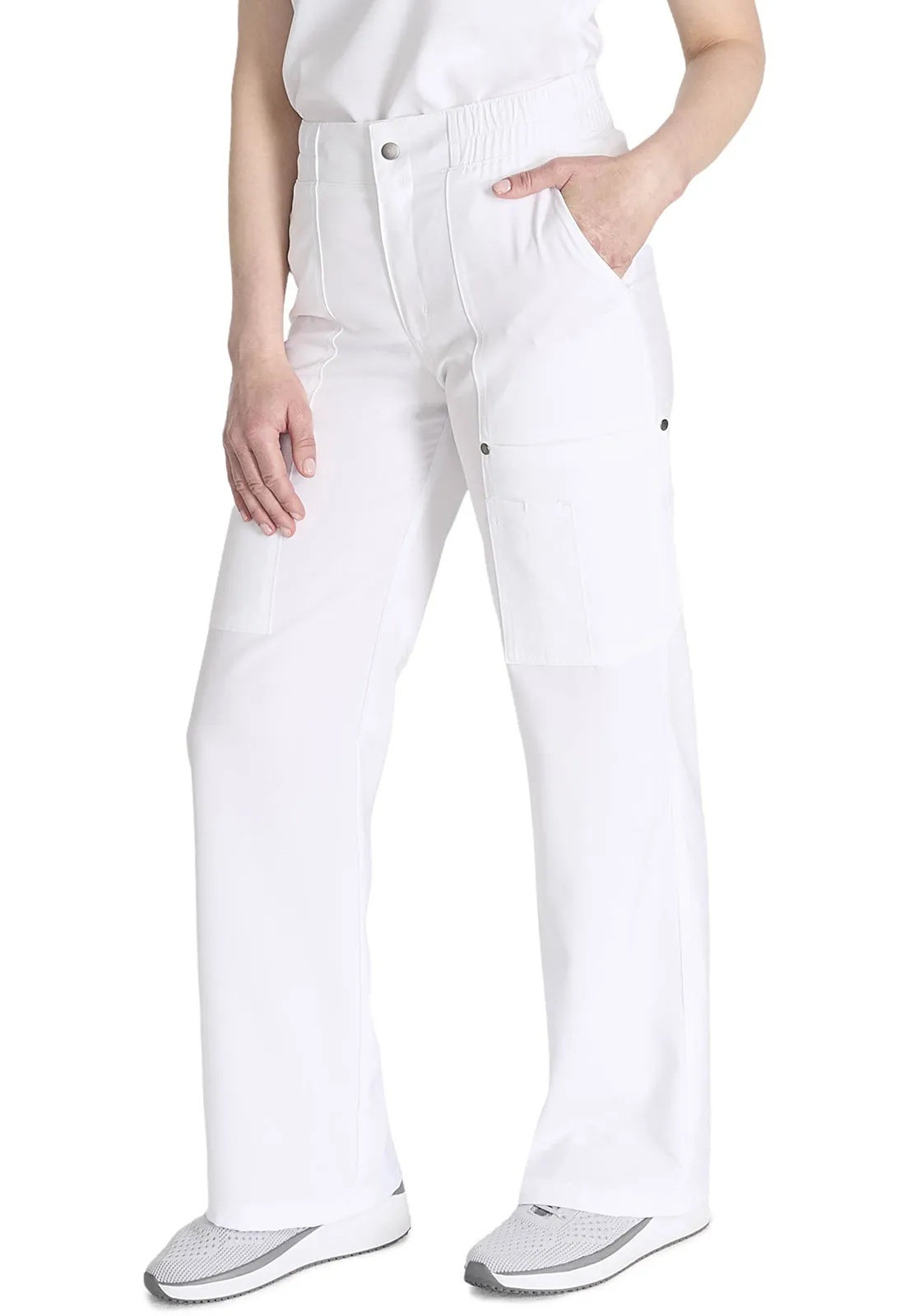 EDS NXT DK219 Mid Rise Zip Fly Wide Leg Cargo Pants White
