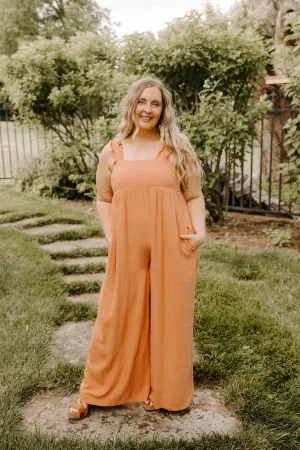 Effortless Wide Leg Jumpsuit in Ginger