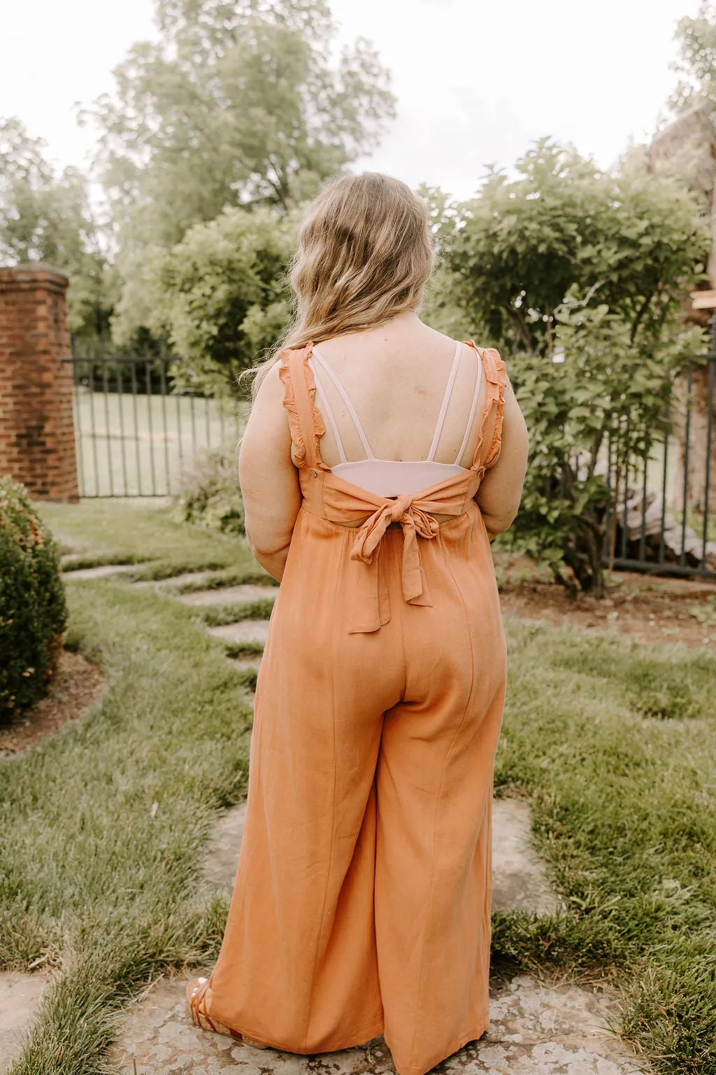 Effortless Wide Leg Jumpsuit in Ginger