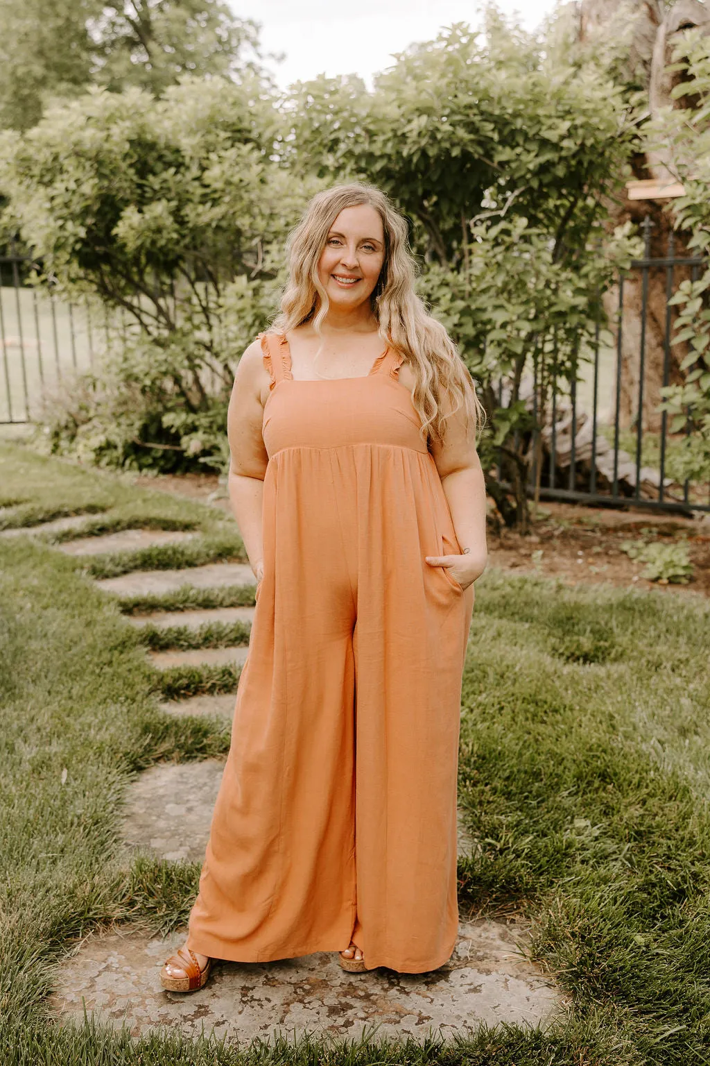 Effortless Wide Leg Jumpsuit in Ginger