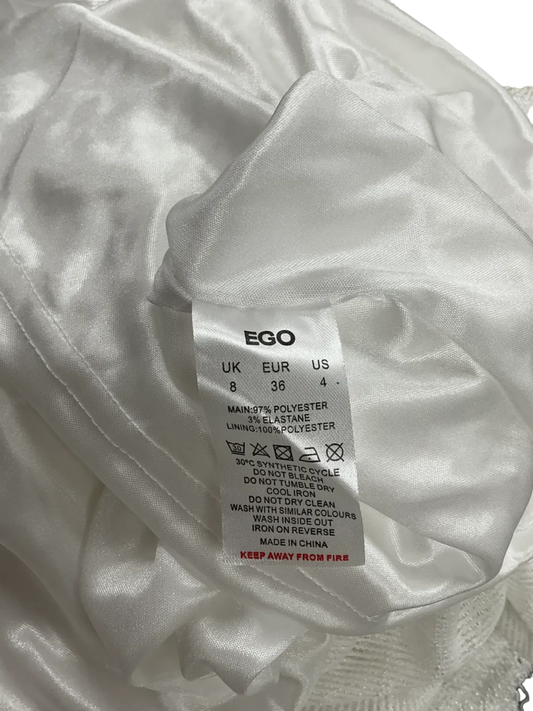 Ego Halterneck Cut Out Beaded Detail Maxi Dress In White Texture UK 8