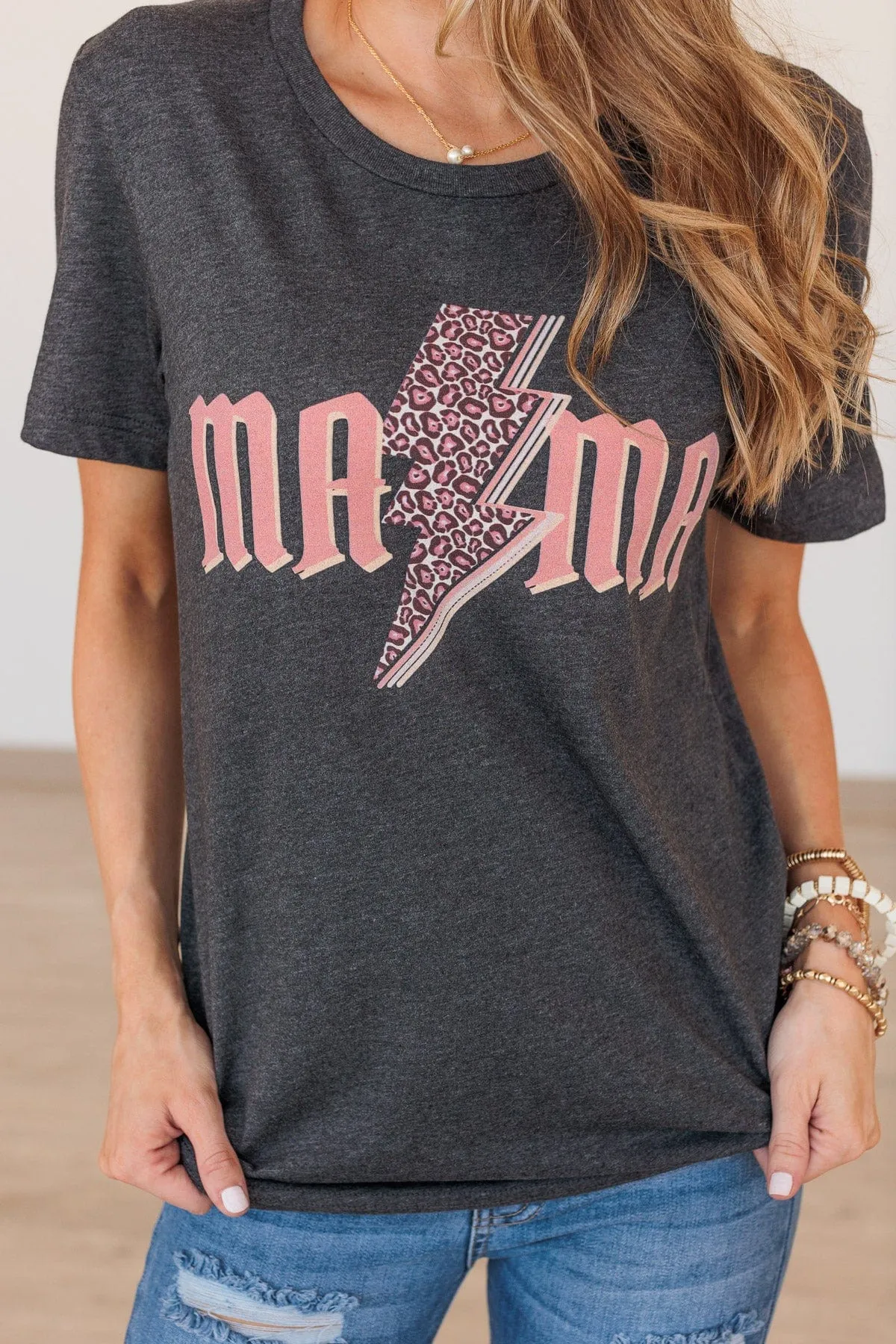 Electric Love "Mama" Graphic Tee- Charcoal