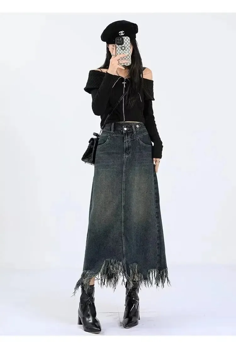 Elegant High-waisted  Fringe Skirt