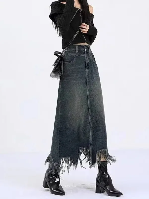 Elegant High-waisted  Fringe Skirt