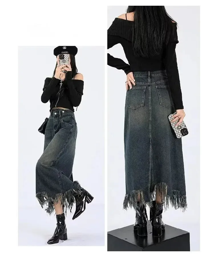Elegant High-waisted  Fringe Skirt