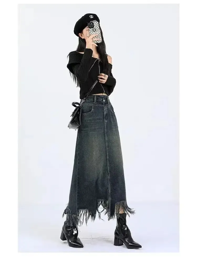 Elegant High-waisted  Fringe Skirt