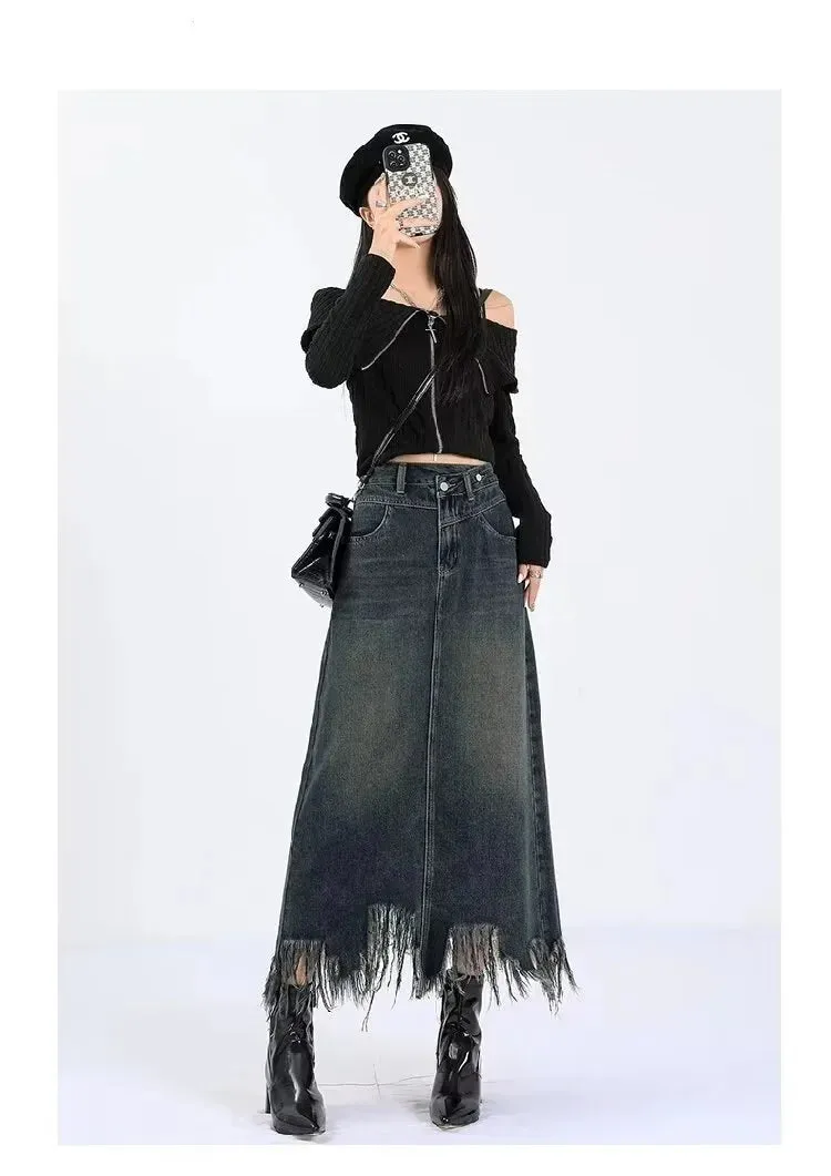 Elegant High-waisted  Fringe Skirt