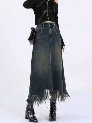 Elegant High-waisted  Fringe Skirt