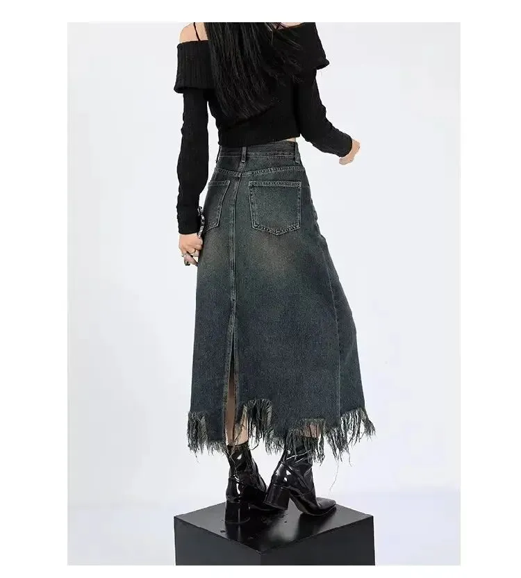 Elegant High-waisted  Fringe Skirt