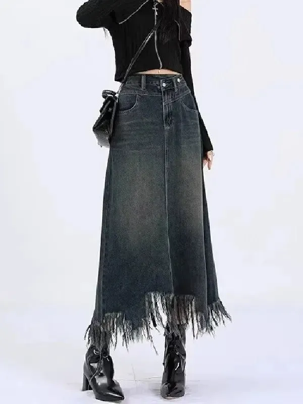 Elegant High-waisted  Fringe Skirt