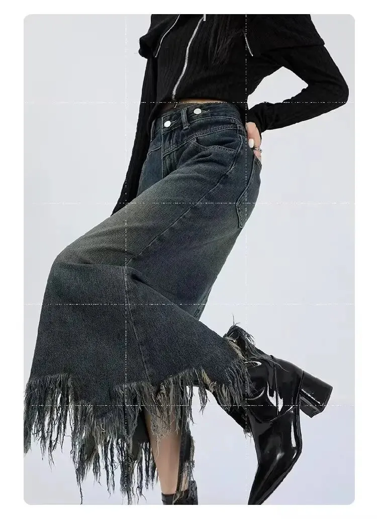 Elegant High-waisted  Fringe Skirt