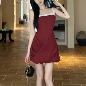 Elegant Square Neck Slim Fit Light Color Dress