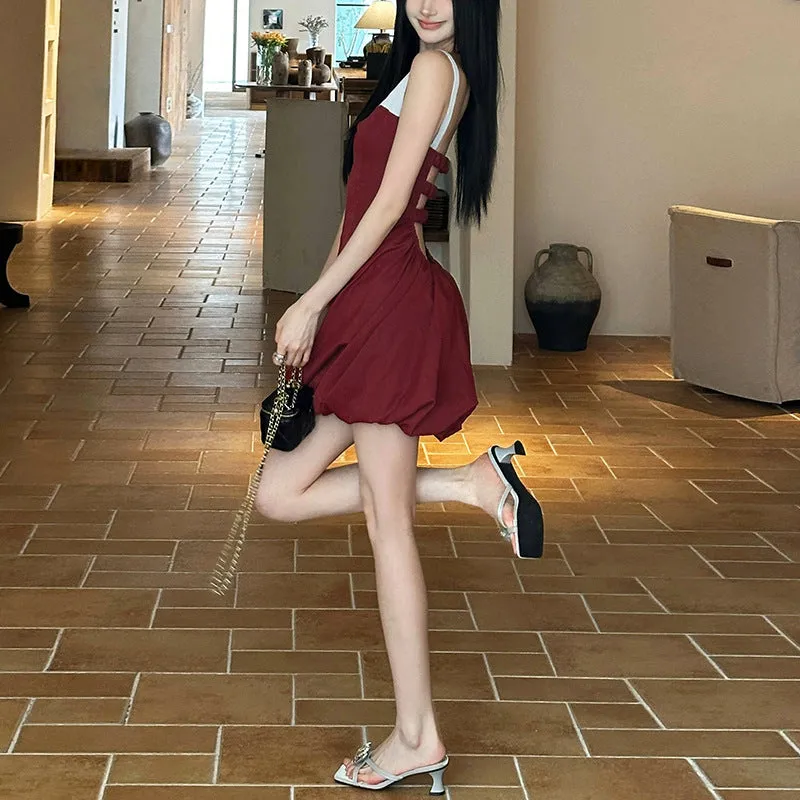 Elegant Square Neck Slim Fit Light Color Dress