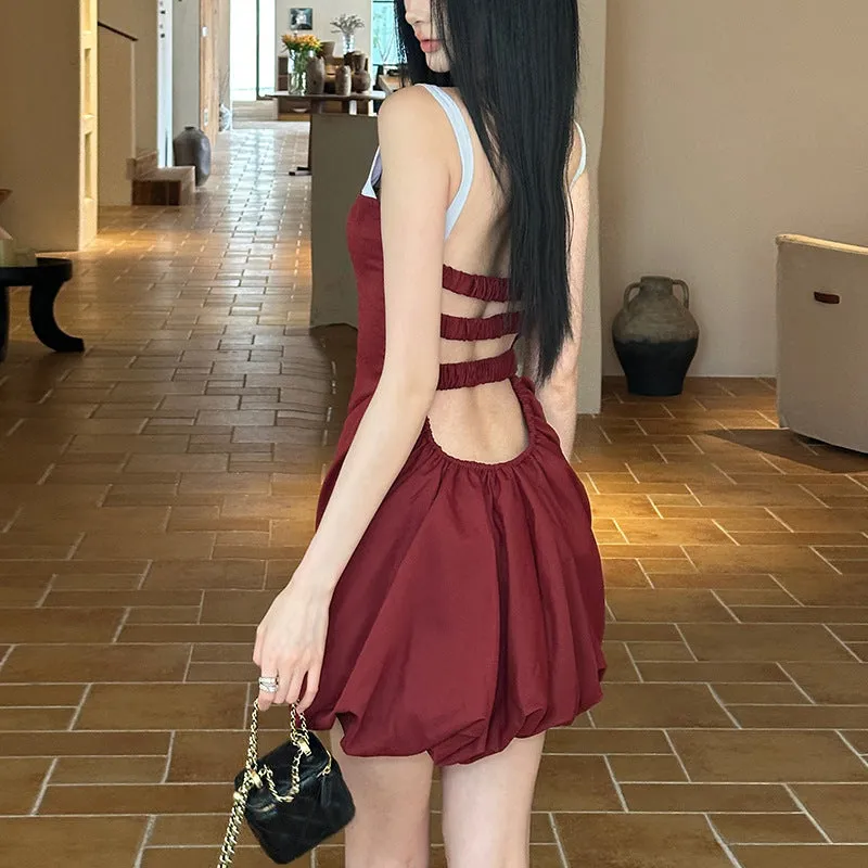 Elegant Square Neck Slim Fit Light Color Dress