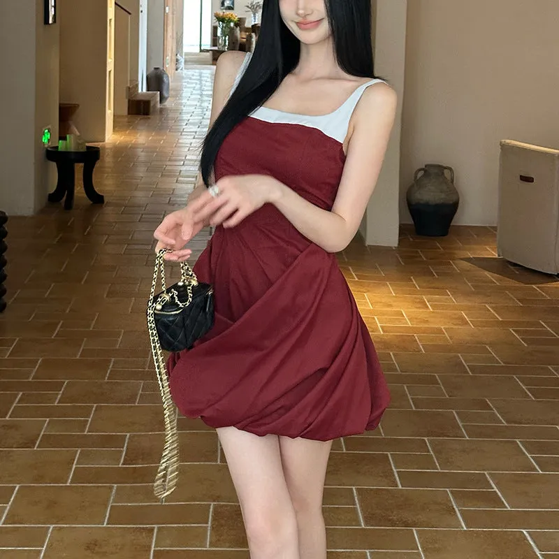 Elegant Square Neck Slim Fit Light Color Dress