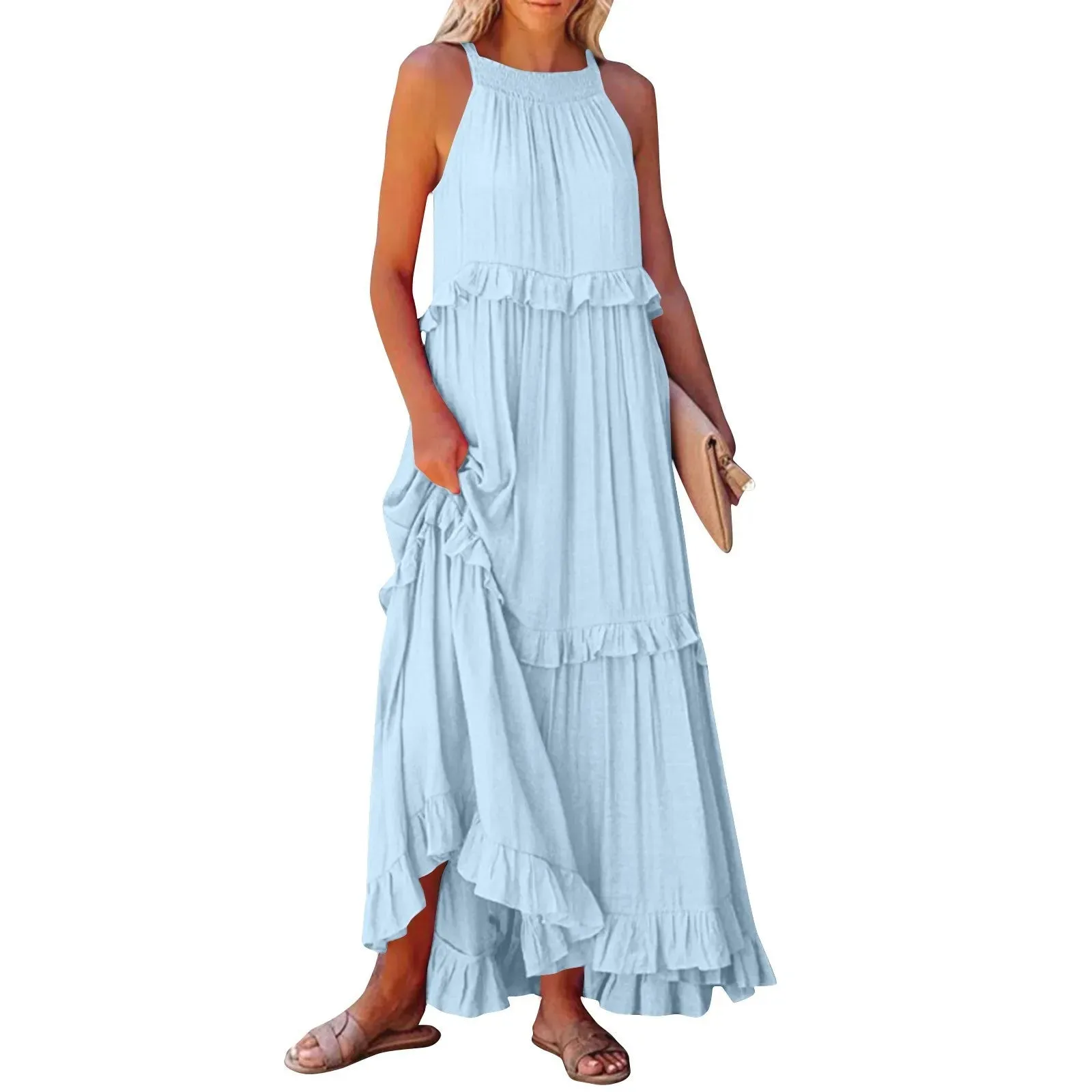 Elegant Women's Beach Dresses - Sleeveless A-Line Ankle-Length for Summer 2025