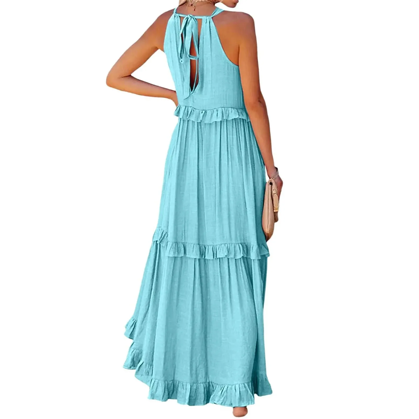 Elegant Women's Beach Dresses - Sleeveless A-Line Ankle-Length for Summer 2025
