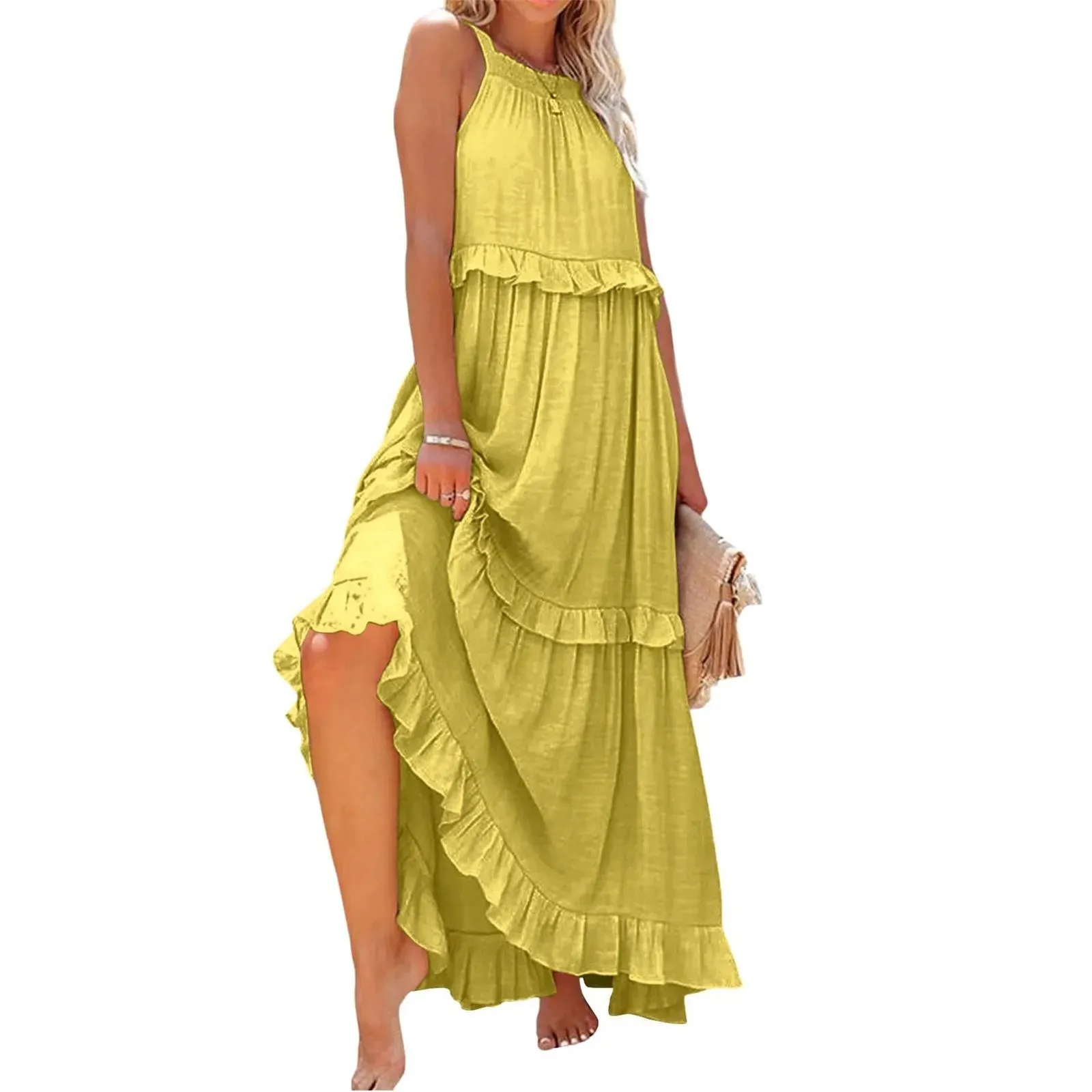 Elegant Women's Beach Dresses - Sleeveless A-Line Ankle-Length for Summer 2025
