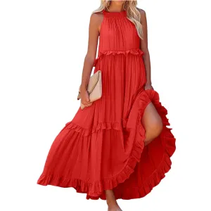 Elegant Women's Beach Dresses - Sleeveless A-Line Ankle-Length for Summer 2025