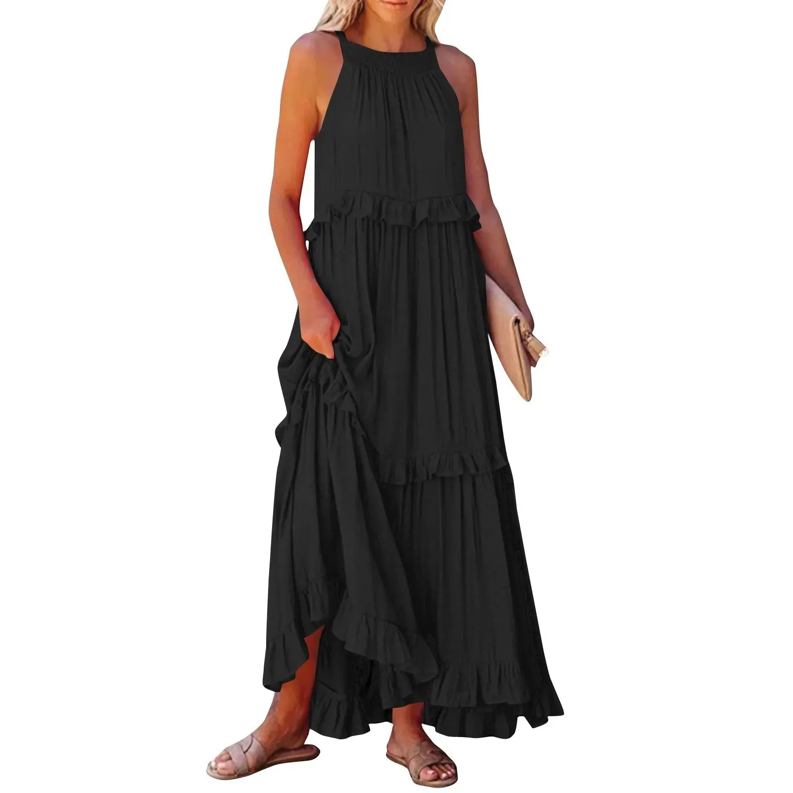 Elegant Women's Beach Dresses - Sleeveless A-Line Ankle-Length for Summer 2025