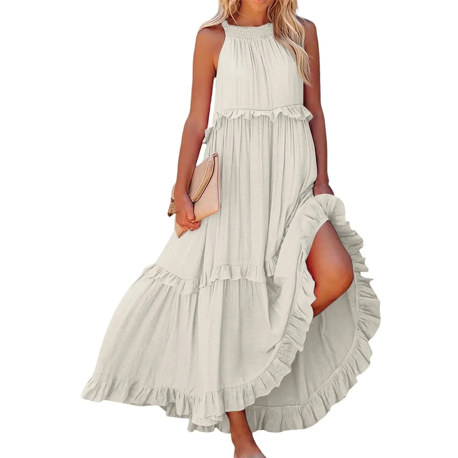 Elegant Women's Beach Dresses - Sleeveless A-Line Ankle-Length for Summer 2025